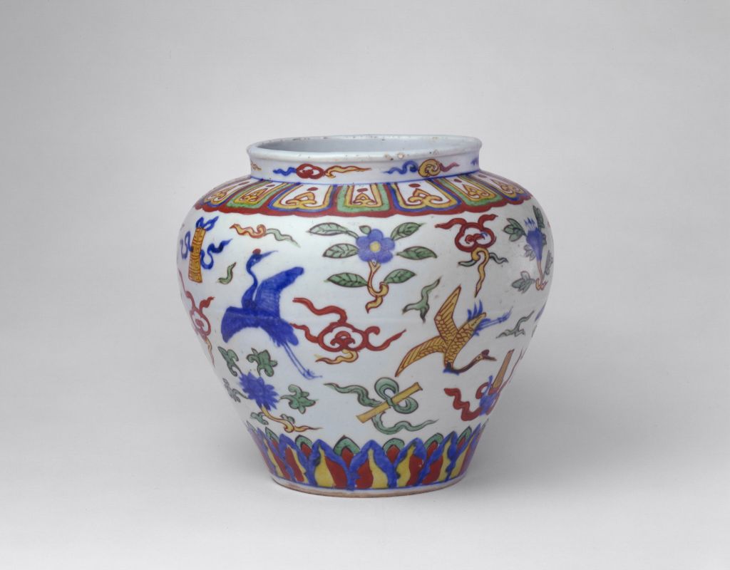 图片[1]-Five-color cloud and crane pot-China Archive